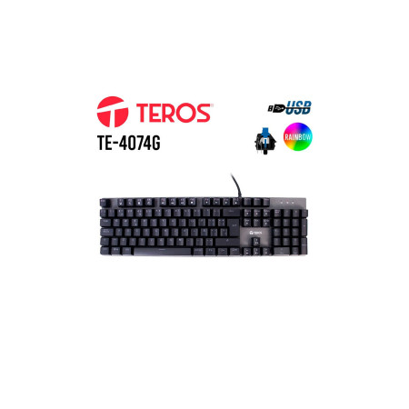 TECLADO GAMER TEROS (TE-4074G) USB 2.0| RAINBOW| BLACK Referencia 030435